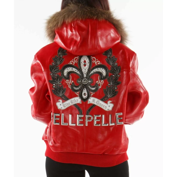 Pelle Pelle Women Red Fur Hooded Jacket | Live Like A Queen