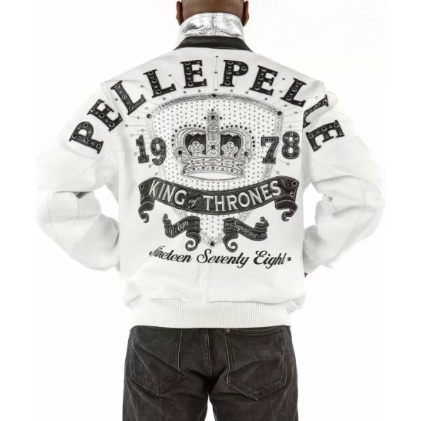 Pelle Pelle Men King Of Thrones Studs Jacket | White Jacket view 2