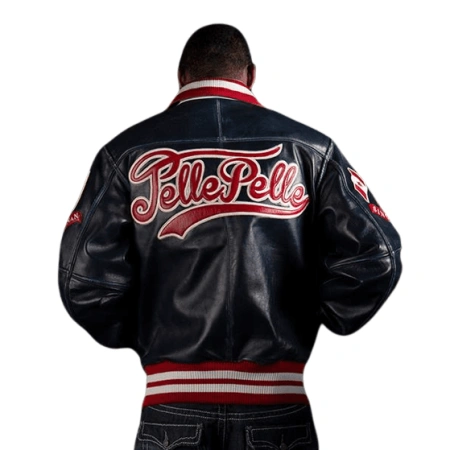 Pelle Pelle Men Navy Blue MB Varsity Jacket | Leather Jacket view 2