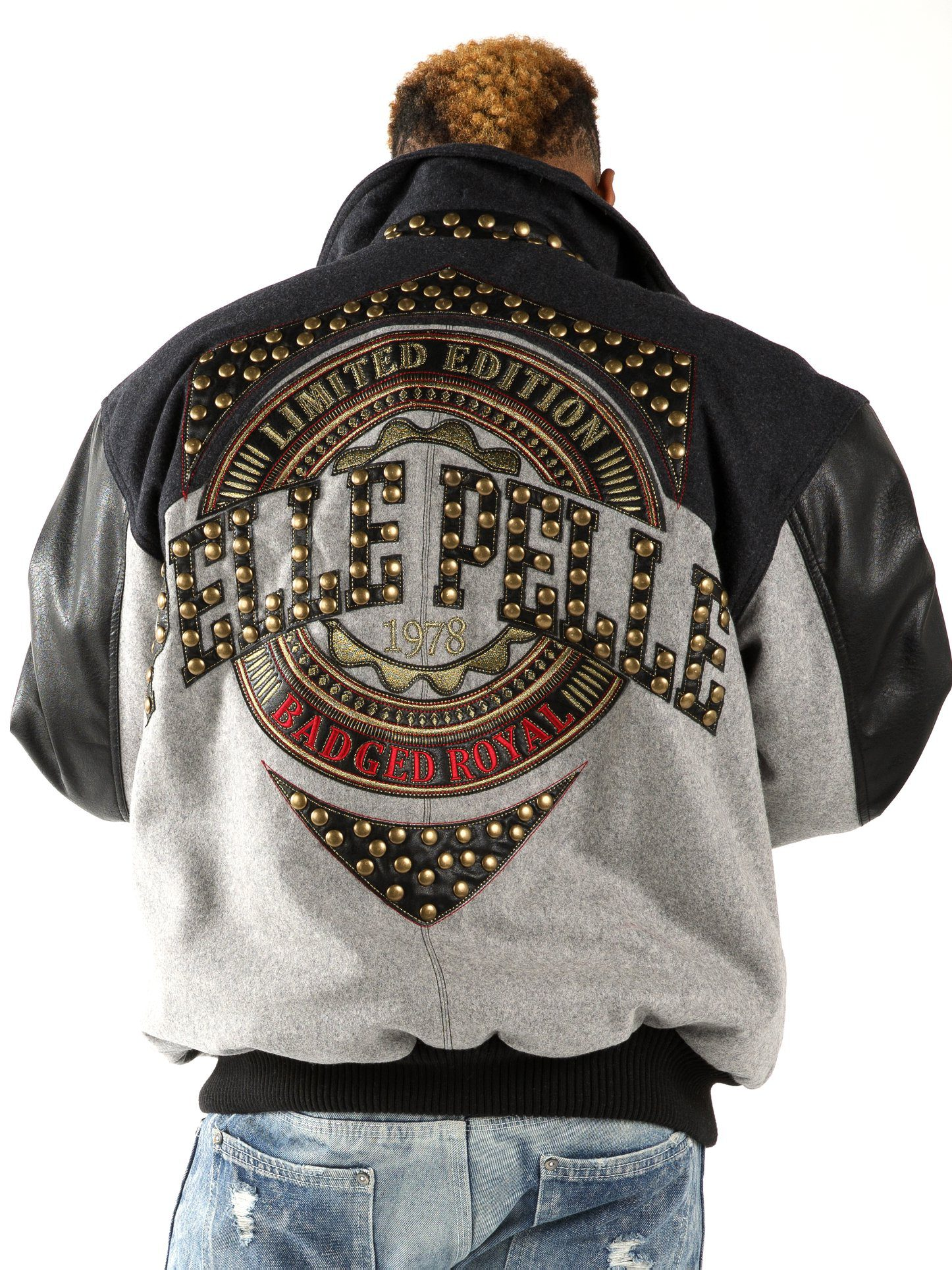 Pelle Pelle Men Badged Royal Studded Jacket | Leather & Wool view 2