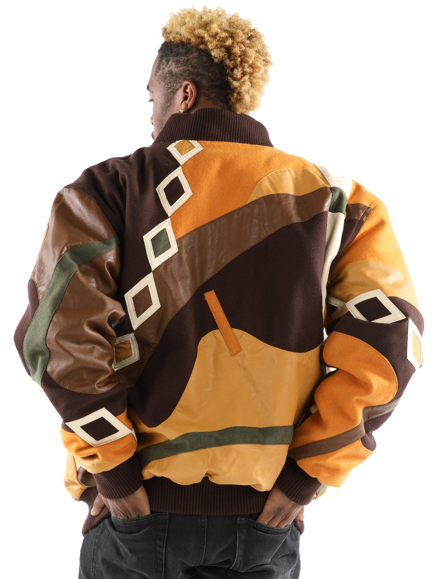 Pelle Pelle Yellow Abstract Leather Jacket | Men Jacket view 2