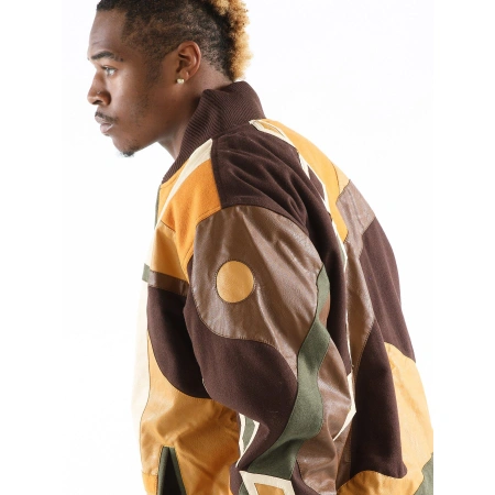 Pelle Pelle Yellow Abstract Leather Jacket | Men Jacket view 4