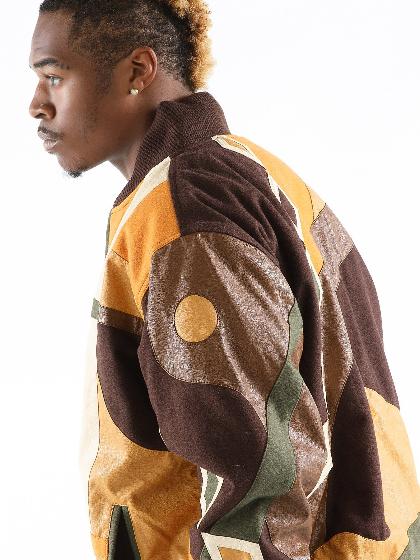 Pelle Pelle Yellow Abstract Leather Jacket | Men Jacket view 4