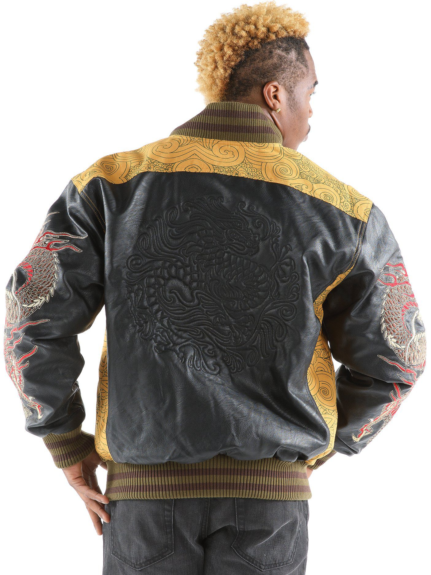 Pelle Pelle Men Yellow Dragon Varsity Jacket
