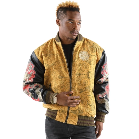 Pelle Pelle Men Yellow Dragon Varsity Jacket view 2
