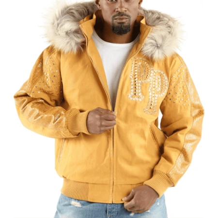 Pelle Pelle Men Yellow Airbourne Wool Jacket | Fur Hood