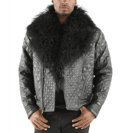Pelle Pelle Grey Quilted Fur Collar Jacket | Men Jacket view 2