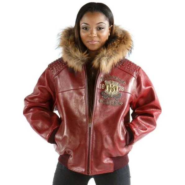 Pelle Pelle Women Legend Red Leather Jacket | Fur Hood view 2