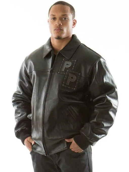 Pelle Pelle Men Black Jeweled Leather Jacket