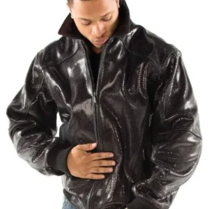 Pelle Pelle Men Black Python Leather Jacket