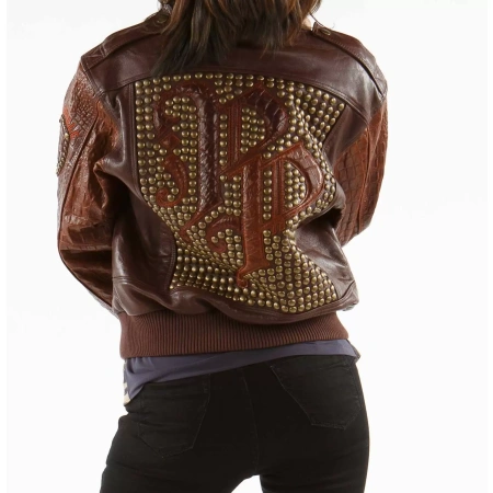Pelle Pelle Dark Brown Studs Fur Collar Jacket view 2