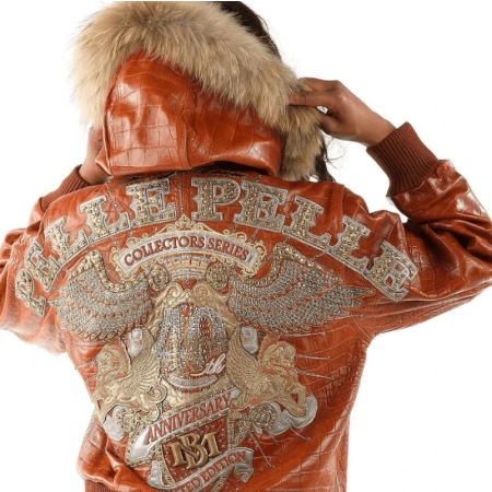 Pelle Pelle Women 40th Anniversary Brown Jacket | Fur Hood view 3