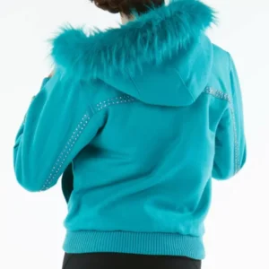 Pelle Pelle Women Cyan Fur Hood Wool Jacket