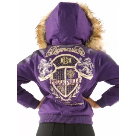 Pelle Pelle MB Purple Wool Fur Hood Jacket view 2