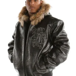 Pelle Pelle Black Shoulder Crest MB Jacket | Fur Hood Jacket