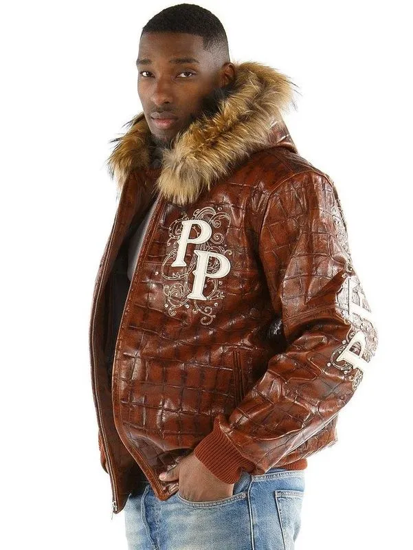 Pelle Pelle Brown Shoulder Crest MB Jacket | Fur Hood Jacket
