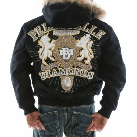 Pelle Pelle Navy Blue MB Diamond Wool Jacket view 2