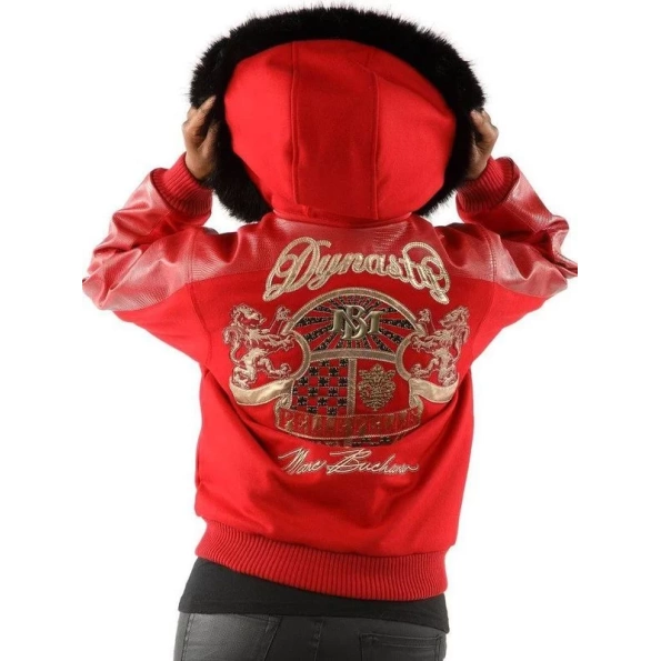 Pelle Pelle Royal Leather Red Fur Hood Jacket view 1
