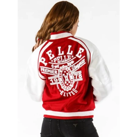 Pelle Pelle Premier League Red Wool Jacket | Varsity Jacket view 2