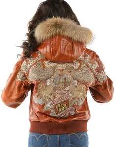 Pelle Pelle Women 40th Anniversary Brown Jacket | Fur Hood view 2