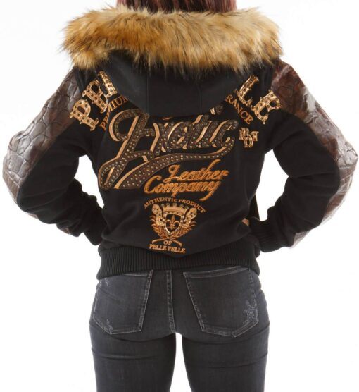 Pelle Pelle Brown Exotic Fur Hood Jacket