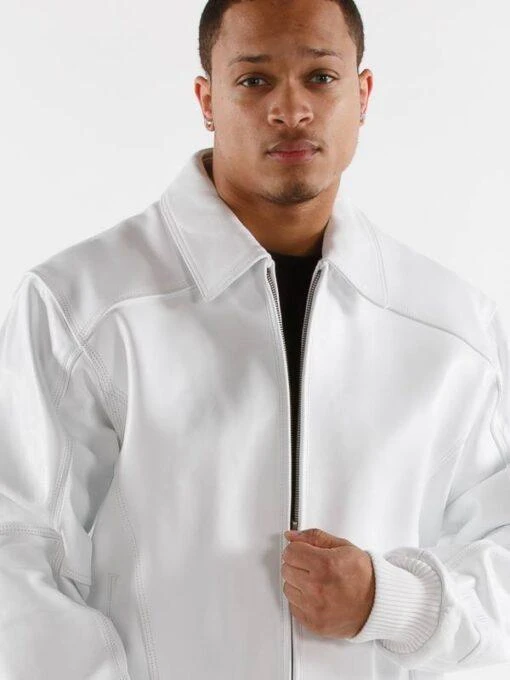 Pelle Pelle Men White Plush Leather Jacket