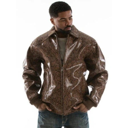 Pelle Pelle Python Print Shiny Brown Jacket view 2