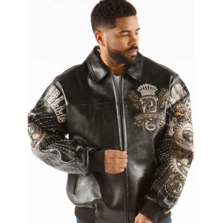 Classic Pelle Pelle Black Dragon Print Leather Jacket view 2