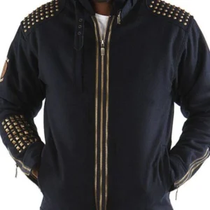 Pelle Pelle Navy Blue Studded Wool Jacket
