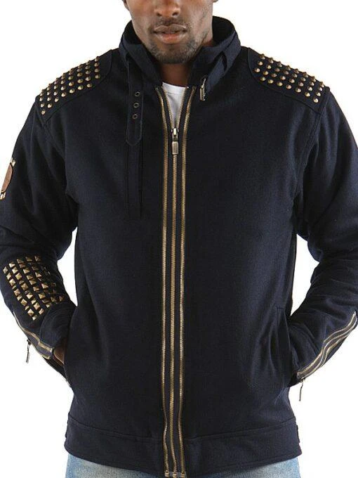 Pelle Pelle Navy Blue Studded Wool Jacket