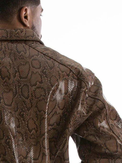Pelle Pelle Python Print Shiny Brown Jacket view 3