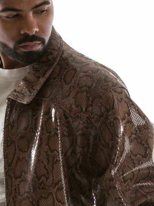 Pelle Pelle Python Print Shiny Brown Jacket view 4