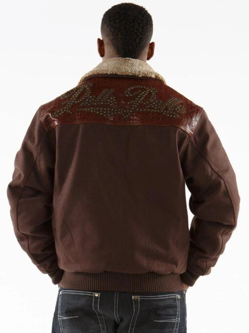 Pelle Pelle Brown Gator Studs Wool Jacket