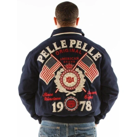 Pelle Pelle American 1978 Navy Blue Wool Jacket view 2