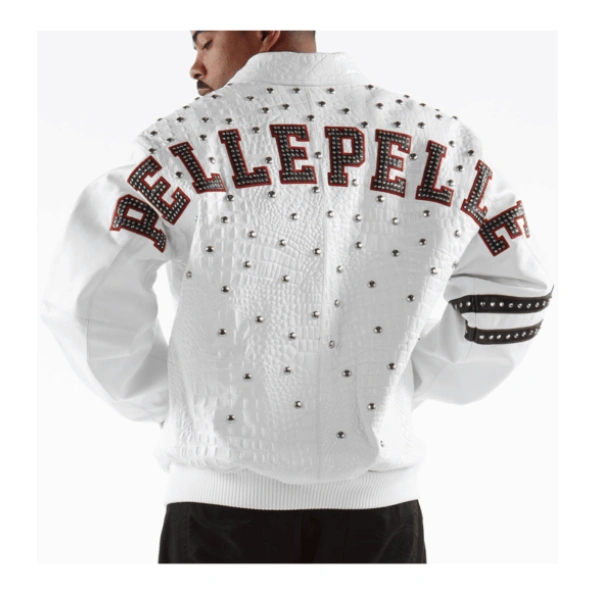 Pelle Pelle Men White Studded Jacket | Leather Jacket view 2