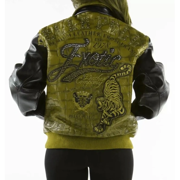 Pelle Pelle Olive Black Exotic Jacket | Studs Jacket view 1