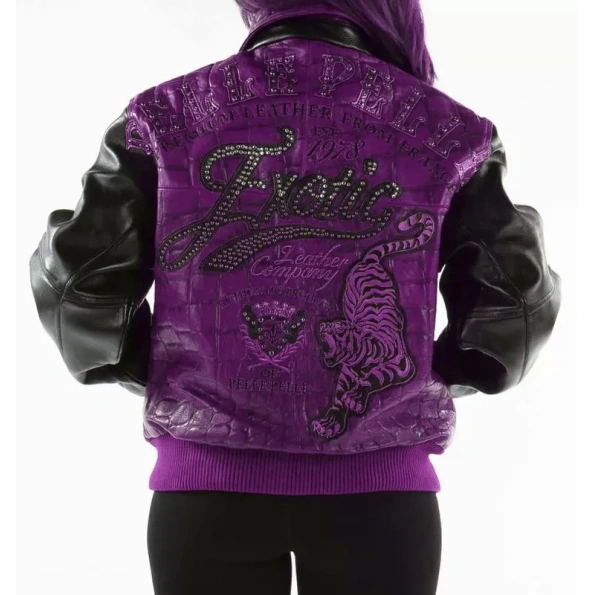 Pelle Pelle Purple Exotic Black Jacket | Studs Jacket