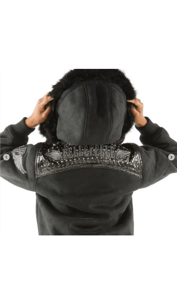 Pelle Pelle Airbourne Black Wool Jacket | Fur Hood Jacket