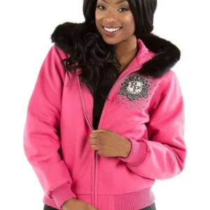Pelle Pelle Pink Crest Fur Hooded Jacket | Wool Jacket view 3
