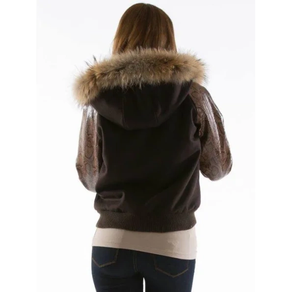 Pelle Pelle Brown Women Fur Hood Jacket | Leather & Wool view 2