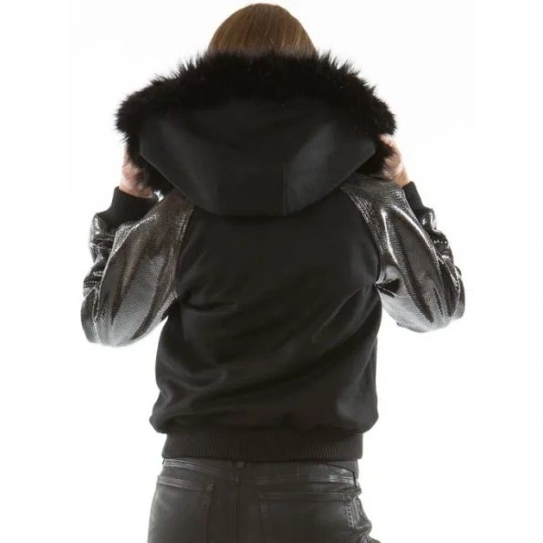 Pelle Pelle Black Women Fur Hood Jacket | Wool & Leather view 2