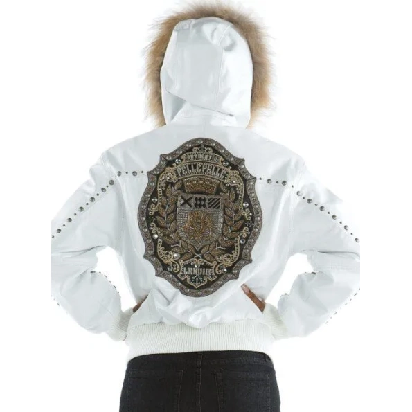 Pelle Pelle White Emblem Fur Hood Jacket | Leather Jacket