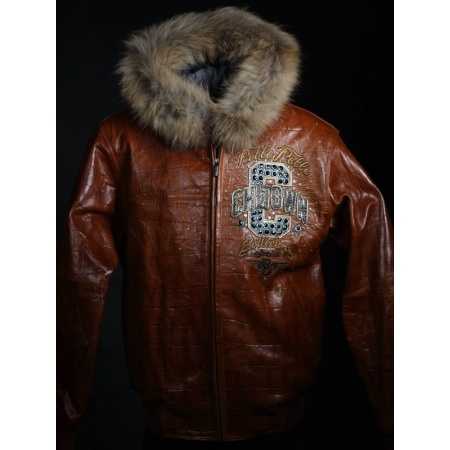 Pelle Pelle Chi-Town Brown Leather Jacket | Fur Hooded Jacket