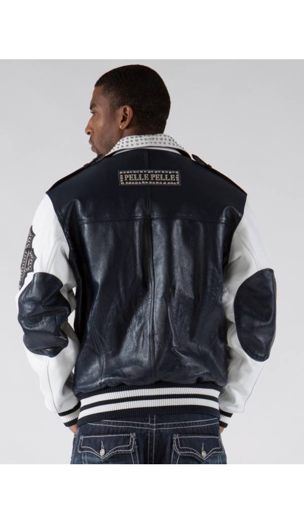 Pelle Pelle White Black Biker Men Jacket