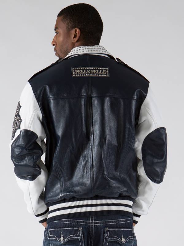 Pelle Pelle White Black Biker Men Jacket