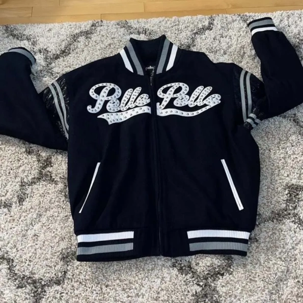 PELLE PELLE BLACK BASEBALL VARSITY WOOL JACKET
