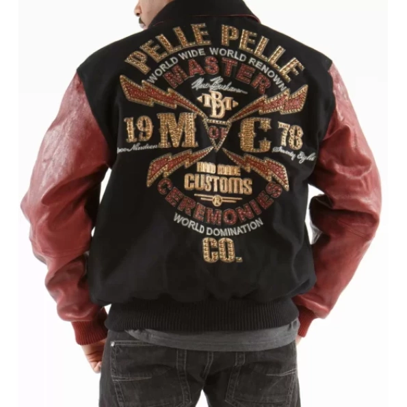 PELLE PELLE BLACK AND MAROON WORLD WIDE JACKET view 2