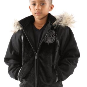 Pelle Pelle Black Patched Hood Wool Jacket