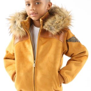 Pelle Pelle Yellow Kid Wing Fur Hood Wool Jacket