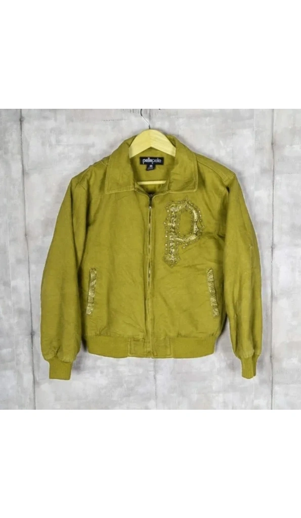 PELLE PELLE GREEN WOOL BOMBER JACKET